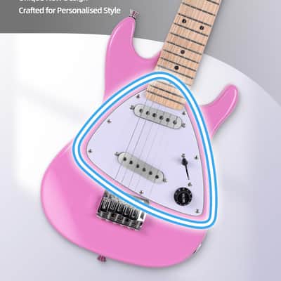 30 Inch Kids Electric Guitar Beginner Kit, Junior 1/4 Size Mini Electric Guitar for Children Complete Stater Set with Amp, Gloosy Pink Colour image 3