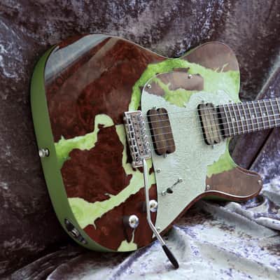 GB Liuteria Traditional Tele walnut burl and resin green image 7