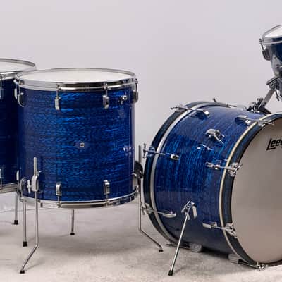 Leedy 20/13/16/18" Vintage 60's Drum Set - Blue Agate Partial Rewrap image 3