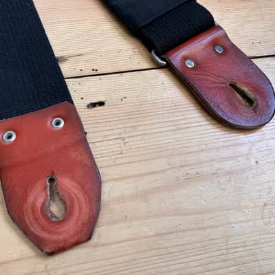 Unbranded Nylon Guitar Strap with Leather Ends & Embroided Nautical Gold Anchor Navy image 4