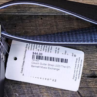 Couch Guitar Strap L023 Reverse GTO Black Guitar Strap -Blue Vintage GTO on the inside image 3