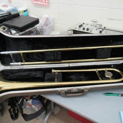 Buescher Aristocrat Brass Trombone, USA, Good Condition, with case & mouthpiece image 1