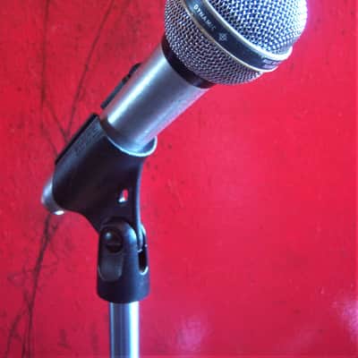 Vintage 1970's Shure PE-585 dynamic cardioid microphone Satin Chrome w mic clip image 1