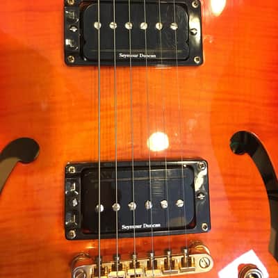 Semi-Hollow Orange Burst Seymour Duncan P-Rails w/Triple Shot Mounting Rings image 9
