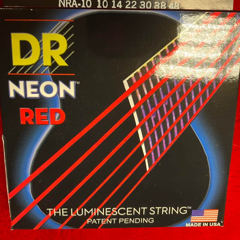2023 DR DR Neon NRA-10 red coated acoustic guitar strings 10-4…