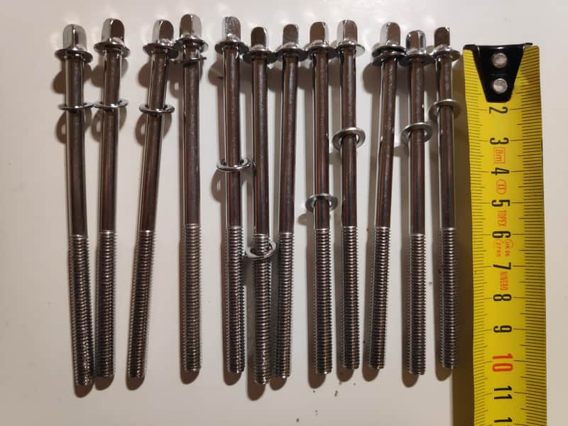Taiwan Kick Drum Tension Rods 100mm x 5.23 mm M6 2020 Chrome image 1