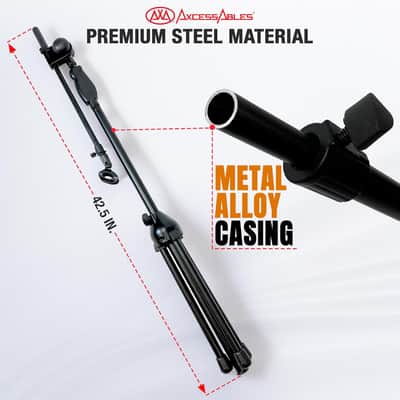AxcessAbles AXCMS-201TB One Hand Microphone Stand with Tripod Base and Quick Grip Height Adjustment - Telescoping Mic Boom Arm Included. Tall Microphone Stand for Singing 2-Pack image 4