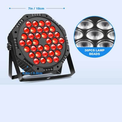Stage Lights 2 Pack 36 LED Par Light Corded RGB DJ Party Uplights with Sound Activated and DMX Control for Disco, Wedding, Club, Birthday, Stage Lighting (2 Pack) image 3