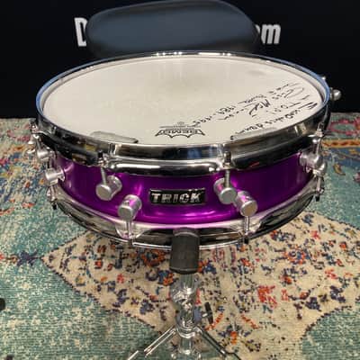 Russ McKinnon's, Tower of Power, Trick 14x4" Aluminum Snare Drum, Upgraded Throw-Off - Purple, 1989. Signed! image 13
