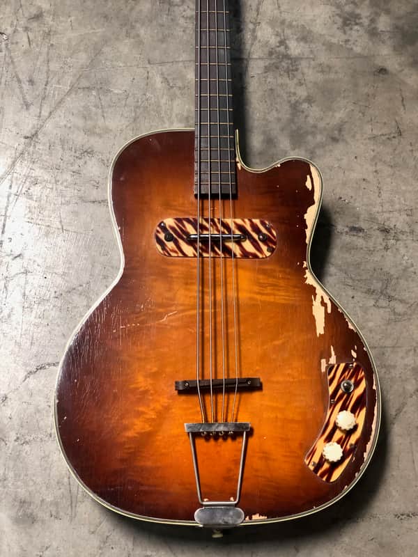 Kay Howlin’ Wolf K162 1950s Sunburst Electric Bass Owned by Payam Doostzadeh of Young The Giant image 1