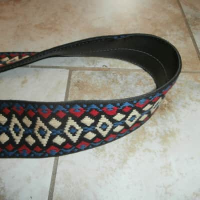 Vintage 1960's Ace-Style Guitar Strap! Metal Buckle! Red, White, and Blue! image 4
