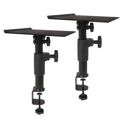 STSD-DCM-PAIR | 2-Pack Desktop Clamp-On Studio Monitor Speaker Stands with Horizontal/Vertical Speaker Orientation image 1
