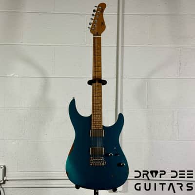 Mayones Aquila Aged V24 S 6 Electric Guitar w/ Case - Monolith Metallic Neon Green Nitro (Aged) image 2