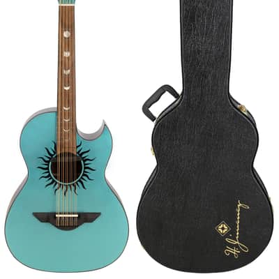 H. Jimenez Colección de Galaxia Cosmic Nebula Bajo Quinto Glossy Turquoise Sparkle Finish Acoustic +Hardshell Case | Authorized Dealer image 1