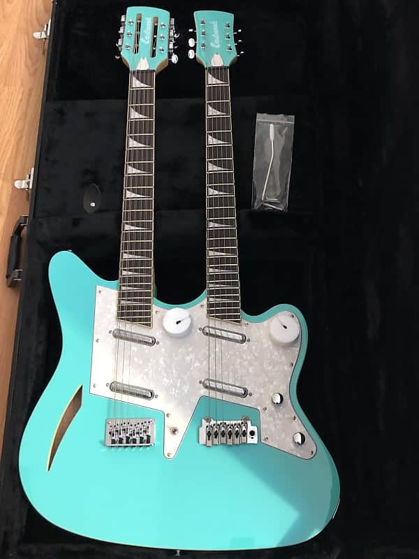 Eastwood SURFCASTER 12/6 Bound Tone-Chambered Mahogany Body Double Neck Electric Guitar w/Hard Case image 1