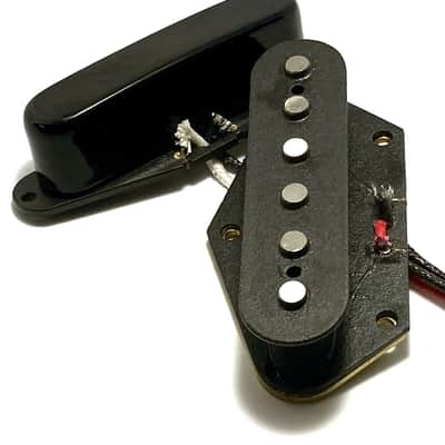 Dragonfire Tele True Texas Pickup Set, Black Bridge w/ BLACK Covered Color Neck, Hot AlNiCo Performance Telecaster Pickups image 1