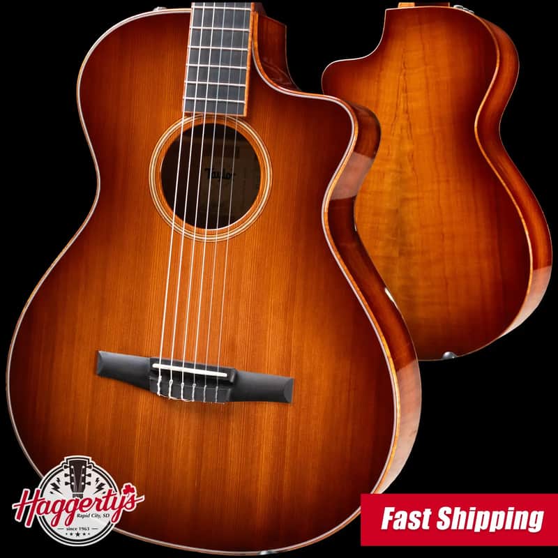 Taylor Custom Grand Concert Nylon #12941 Sinker Redwood/Figured Ironbark Acoustic/Electric Guitar with Hardshell Case image 1