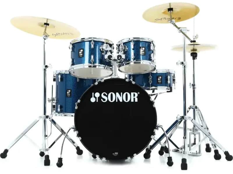 Sonor AQX Studio 5-piece Complete Drum Set - Blue Ocean Sparkle image 1
