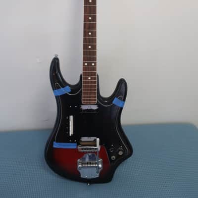 Vintage 1965 Eko Tonemaster Panaramic Crucianelli Triple Cutaway 1964-65 Guitar Redburst Made In Italy Vox Factory Missing Original Pick Ups EZ Project Immaculate Condition Rare Parts Bridge Van Ghent Tuners Misc Electronics. image 12