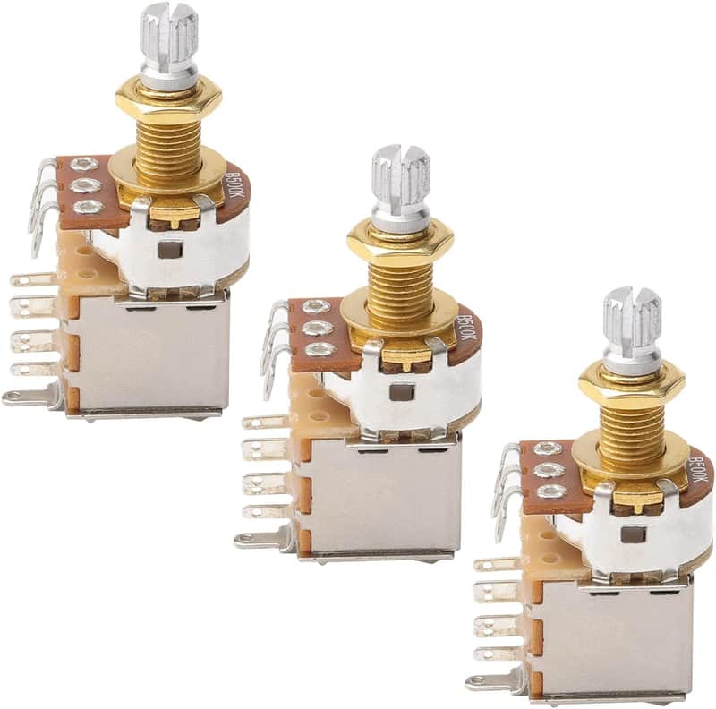 Gold Guitar Bass Push Pull Potentionmeter, B500k with Control Pot Potentiometer, Volume Tone Shaft Switch Pots (Pack of 3) image 1