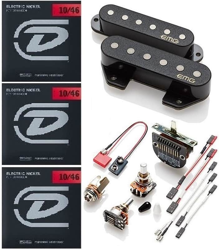 EMG T52 BLACK RETRO ACTIVE VINTAGE 1952 PICKUP SET FOR TELE SWITCH POTS & WIRING ( 3 STRING SETS ) image 1