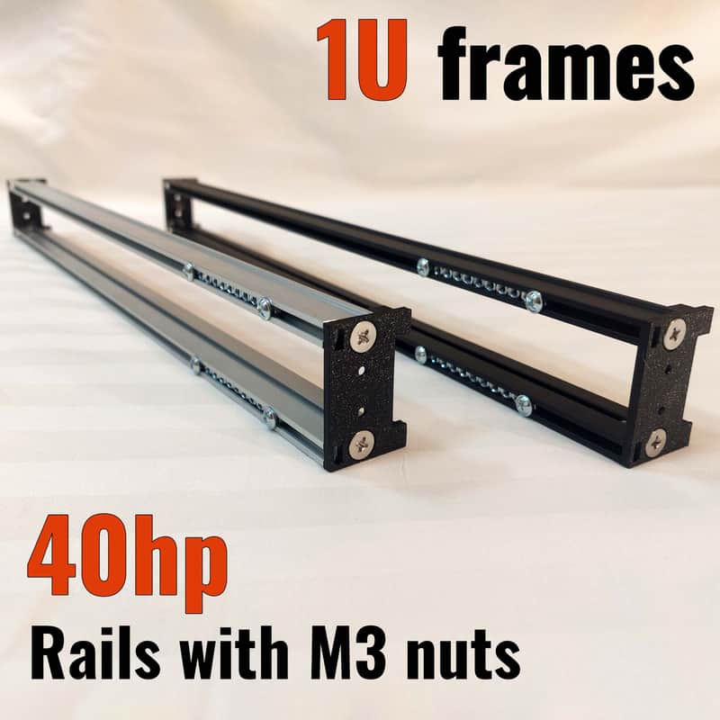 Intellijel 1U 40HP Eurorack Rails Kit with Brackets & M3 nuts (Black / Silver) image 1