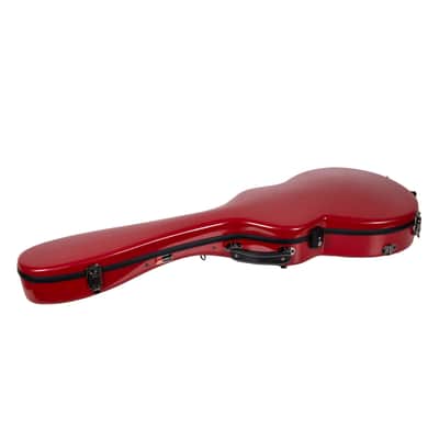 Crossrock Hard Shell Fiberglass Case for Les Paul Guitar with Backpack Straps in Red image 6