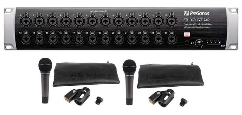 PRESONUS Studiolive 24R 24-Channel Digital Rack Mount Mixer+Audio Technica Mic image 1