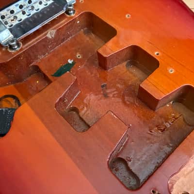 Unbranded Transparent Red Burst S Type Guitar Body inc Bridge image 7