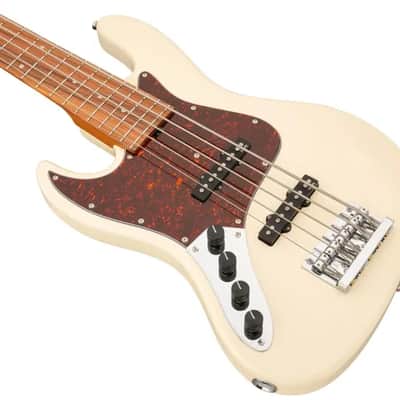 Sadowsky MetroExpress 21-Fret Vintage J/J Bass, Morado Fingerboard, Lefthand, 5-String - Solid Olympic White High Polish image 1