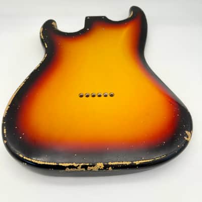 MJT Stratocaster Body Alder Relic Nitro 3-Tone Sunburst mjt6663 image 8