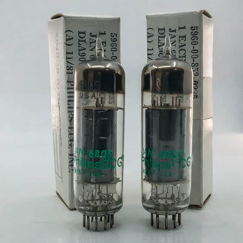 NOS NIB CURRENT MATCHED PAIR PHILLIPS ECG/6BQ5/EL84/BLACK PLATES/MAXI TESTED image 1