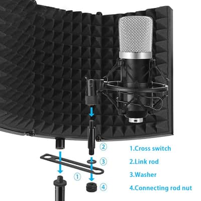 3 Panel Foldable Studio Microphone Isolation Shield image 3