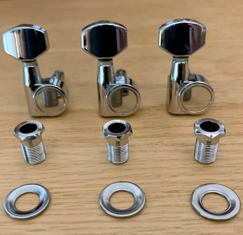 Tuning Heads (3) For Electric Guitars, In-Line Style, Right Handed (Chrome) image 1