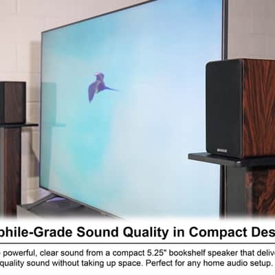 (2) Rockville RockShelf 58D 360w Dark Wood 5.25" Bookshelf Speakers+28" Stands image 14