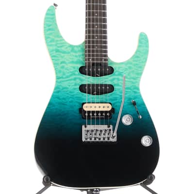 Charvel Pro-Mod Plus Dinky DK24 HSS 2PT EB QM, Ebony Fingerboard - Blue Curaçao (AA6) (01328)