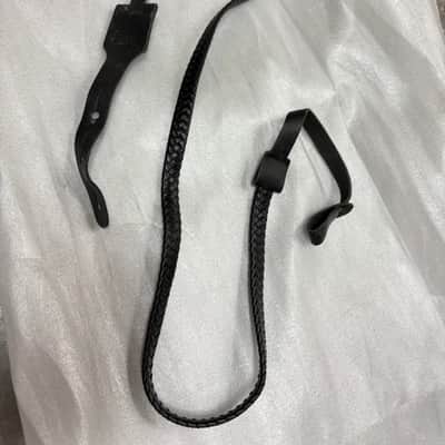 LM Flat Wound BLACK Braided Mandolin STRAP MDB-BK - LEATHER Ends - FIRE SALE image 1