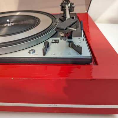 Dual 1209 Idler Drive Turntable - Serviced & Lubricated - Custom Red Plinth - w/ Shure M71 & Dual TVV46 Preamp image 11