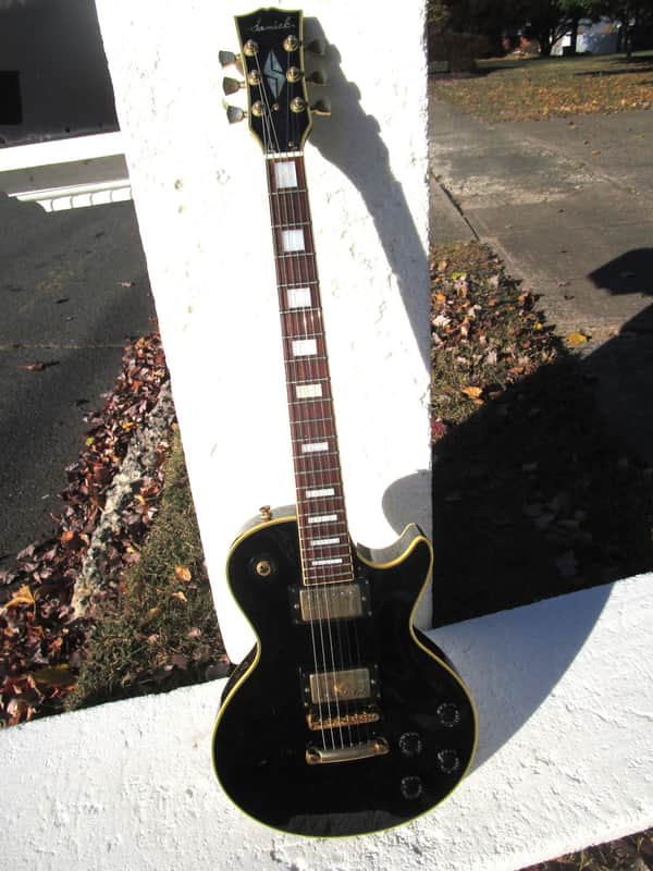 Samick LP Custom Style Guitar, 1990's, Japan,  Black, Gold Hardware, Gig Bag image 1