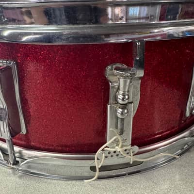 Ludwig #491 5x14 1960’s Pioneer Snare - Red Sparkle Mint image 1