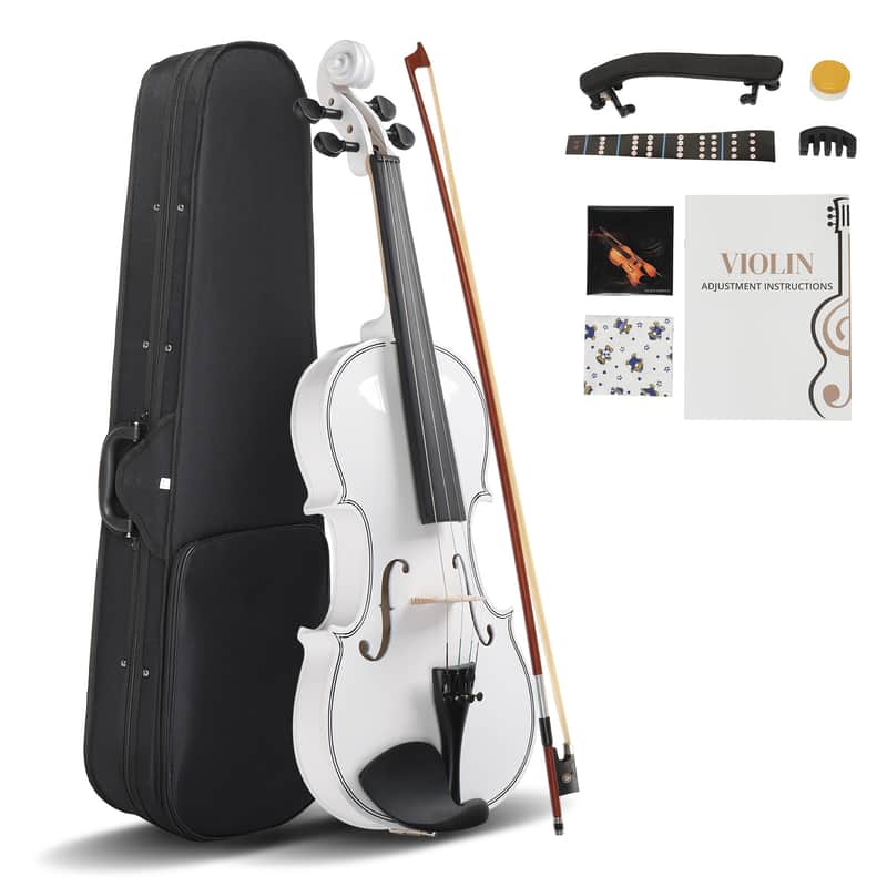 🎅🎄 For Pros and Beginners! Arctic White Violin +Case/Bag +Bow +Wax image 1