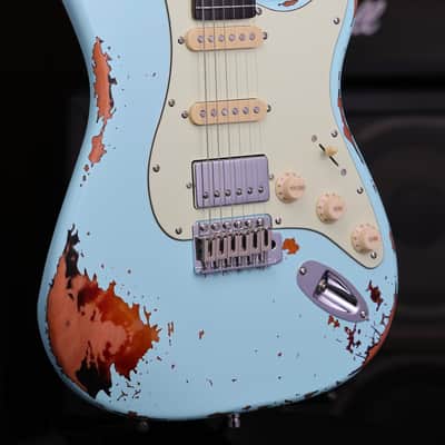 Dhatarattha HSS Strat-Style – Surf Blue Nitro Relic image 5