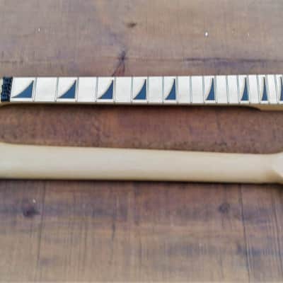 24  SHARK FIN BANANA NECK MAPLE GUITAR NECK WITH FLOYD ROSE NUT INSTALLED DIY NECK image 5