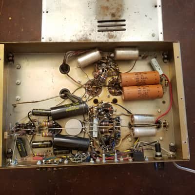 Heathkit W-5M Monoblock KT66 25 Watt Tube Power Amplifier and Cage 1959 Gold and Black image 15