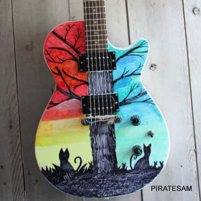 Gretsch Custom art guitar Ignite Jet Club HH " Herding Cats #2 " image 3
