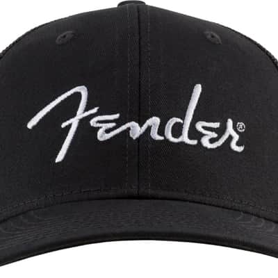 Genuine Fender Guitars Silver Thread Logo Snapback Trucker Hat, Black, One Size image 2