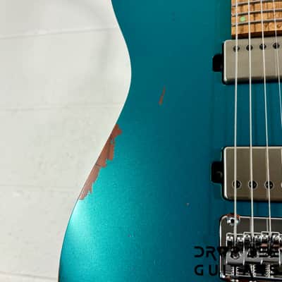 Mayones Aquila Aged V24 S 6 Electric Guitar w/ Case - Monolith Metallic Neon Green Nitro (Aged) image 8