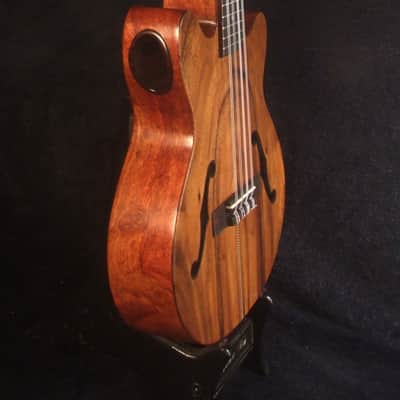 Handcrafted 8 String Baritone Ukulele, Solid Acacia, Curly Rosewood, Slotted Head, Bruce Wei UP19-2005 image 4
