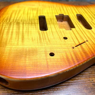 Warmtone CG Hss Strat Style Guitar Body Flamed Maple “Sunrise” 4.5lbs image 6