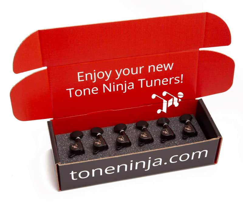Genuine Tone Ninja Tuners, 6 Inline Staggered, Left Handed, Black image 1
